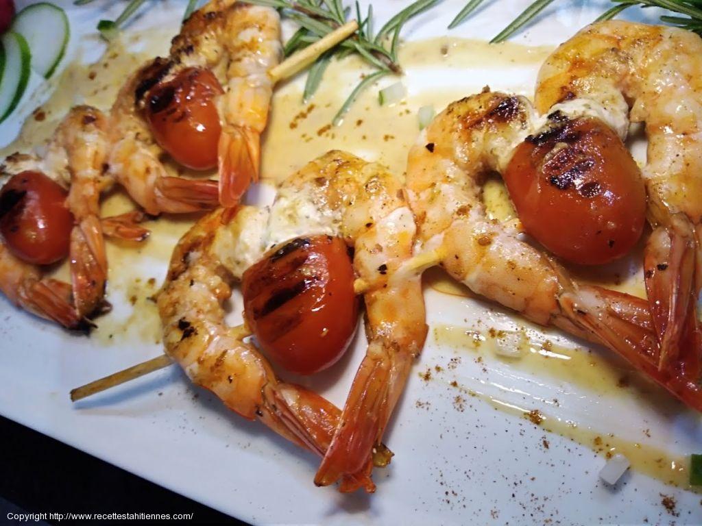 brochettes de crevettes grillées en coeur