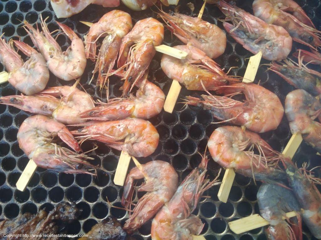 Brochettes de crevettes citron et gingembre au Barbecue