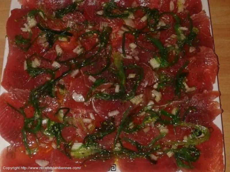 Carpaccio de thon aux algues japonaises