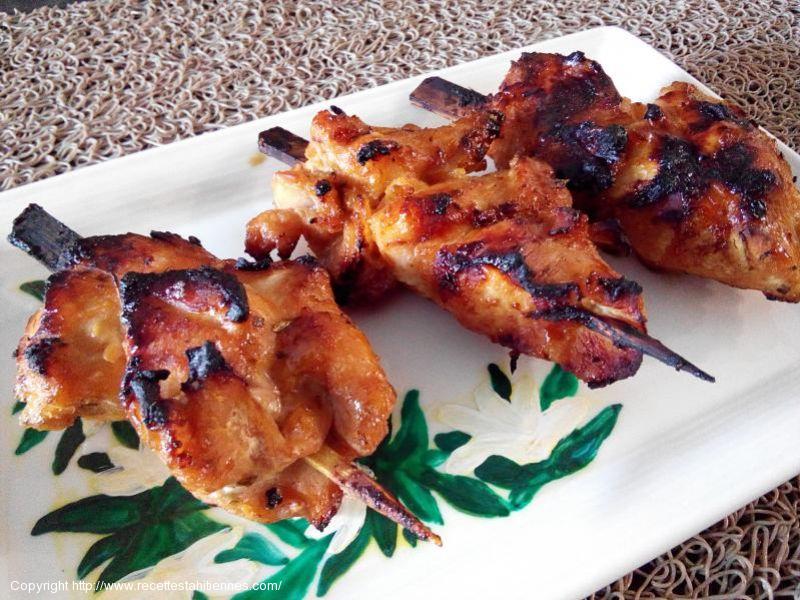 Brochettes de poulet au miel 