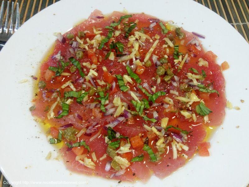 Carpaccio de thon gingembre