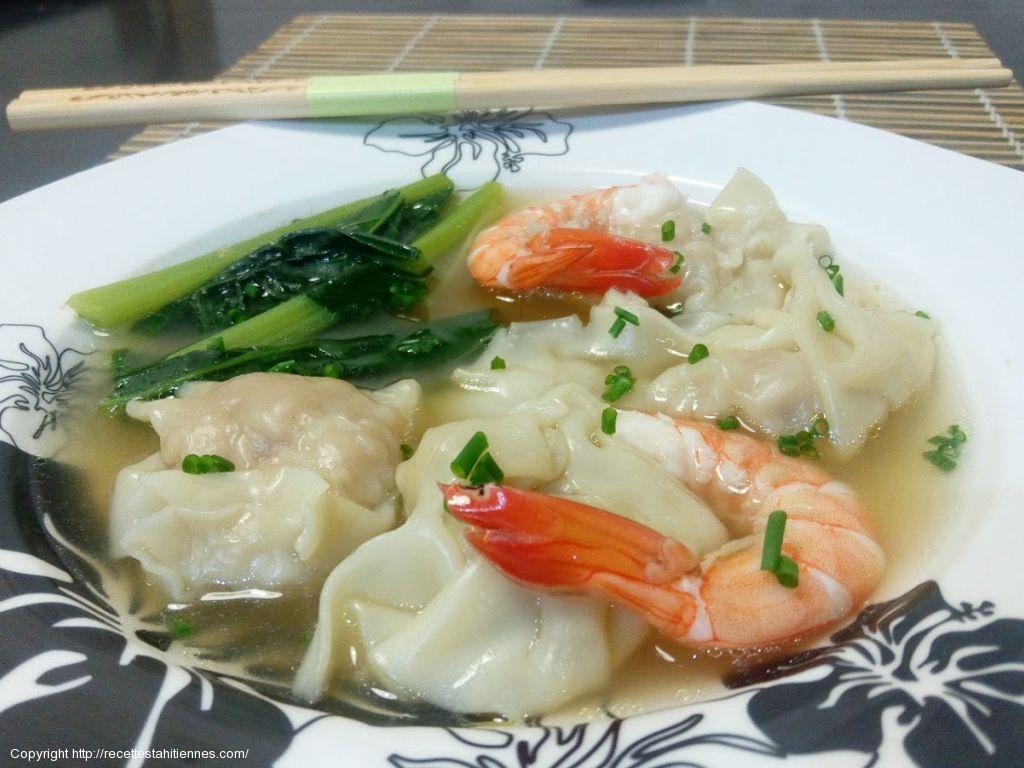 Soupe de won ton et crevettes