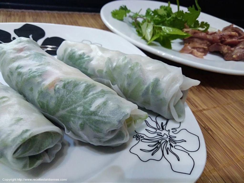 Rouleaux de printemps au pua'a roti et choux kale