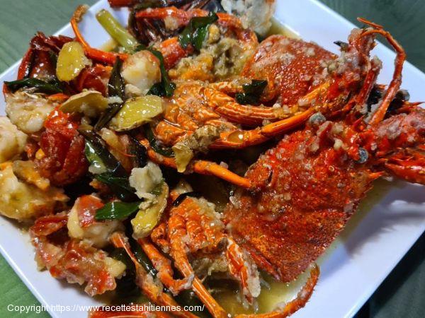 Langouste au gingembre et oignon vert